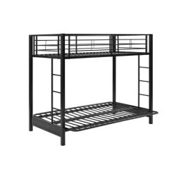 Twin Over Futon Analise Metal Bunk Bed Black - Saracina Home -Child Furniture Store GUEST 74e2d72d ba1e 41f2 80bc 6da6082dff35