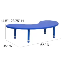Emma And Oliver 35"W X 65"L Half-Moon Plastic Height Adjustable Activity Table -Child Furniture Store GUEST 7700d699 06c4 496c 99ed 5e2d2593c7e7