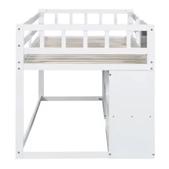 Twin Size Low Loft Bed With Rolling Desk, Shelves And Drawers - ModernLuxe -Child Furniture Store GUEST 786dc2b2 b508 45ff 9172 041ea6201b6f