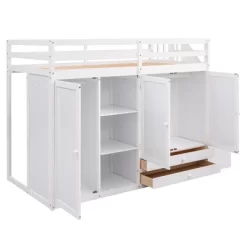 Functional Twin Loft Bed With 3 Shelves, 2 Wardrobes, 2 Drawers And Ladder With Storage-ModernLuxe -Child Furniture Store GUEST 791f6f0c 8d94 4c6e 8fd9 fdbb7020b90a