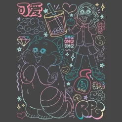 Junior's Turning Red Neon Doodles Mei Lee Racerback Tank Top