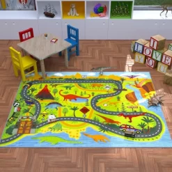 KC CUBS Boy & Girl Kids Dinosaur Dino Car Vehicle Traffic Road Educational Learning & Game Play Nursery Bedroom Classroom Rug Carpet -Child Furniture Store GUEST 7dcb8a36 0b6a 4c5a 964e 851b172496d9