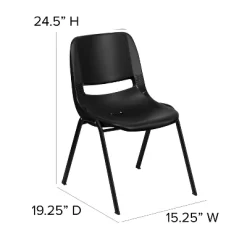 Emma And Oliver Kid's Black Ergonomic Shell Stack Chair - Black Frame And 14"H Seat -Child Furniture Store GUEST 7e590dd6 105f 4bd1 a345 c47ac26cbe85