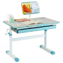 Costway Height-Adjustable Kids Desk Children Study Table With Tilt Desktop & Book Stand Blue/Pink -Child Furniture Store GUEST 8022d48a c1d1 4b5a 9344 14eb8fdbf84e