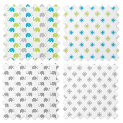 Bacati - Elephants Aqua/Lime/Gray Muslin Swaddling Blankets Set Of 4 -Child Furniture Store GUEST 81176c6b a7f0 4c46 a1ad 862889a47ce2