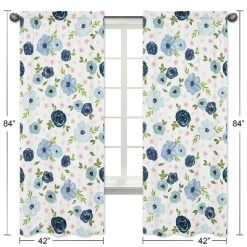 2pc Sweet Jojo Designs Watercolor Floral Window Panel Pink/Blue - Sweet Jojo Designs -Child Furniture Store GUEST 8252d9e2 524f 4b01 b8fc 41f7b9db1b75