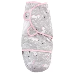 Hudson Baby Infant Girl Cotton Swaddle Wrap, Gray Unicorn, 0-3 Months