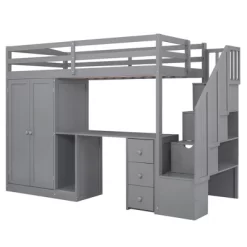 Twin Size Loft Bed With Wardrobe, Staircase, Desk And Storage Drawers - ModernLuxe -Child Furniture Store GUEST 83665489 257c 418f a624 85300fe08948
