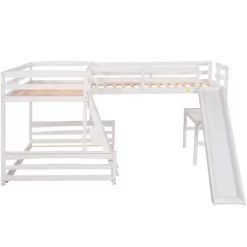 Twin Over Full Bunk Bed With Twin Size Loft Bed With Desk, Slide And Full Length Rail - ModernLuxe -Child Furniture Store GUEST 83cce265 00f6 41b7 a696 510f0022b98d