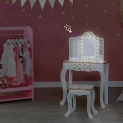 Fashion Polka Dot Gisele Play Vanity Set With Led Mirror White/Gold - Teamson Kids -Child Furniture Store GUEST 85e7e27c 5fdc 408c 95a8 c8852e0daf48