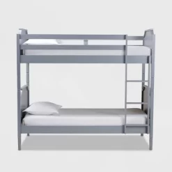 Twin Mariana Wood Bunk Bed Gray - Baxton Studio