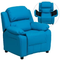 Emma And Oliver Deluxe Padded Contemporary Kids Recliner With Storage Arms -Child Furniture Store GUEST 899450a0 a0ff 4591 ac7e bc7740ad888b