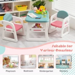 Costway 3-Piece Kids Table And Chair Set Toddler Activity Study Desk With Building Blocks -Child Furniture Store GUEST 8a106d56 6a38 4d81 9efe 8928ecf71da5