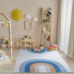 Well Woven Twi Rainbow Apollo Kids Collection Blue Area Rug