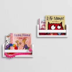 2pk Kids' 10" Floating Wall Mount Bookshelf Set White - RiverRidge Home -Child Furniture Store GUEST 8b353deb c435 49e3 945b 53a50b64a006