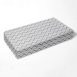 Bacati - Chevron Ikat Gray Steel 100 Percent Cotton Universal Baby US Standard Crib Or Toddler Bed Fitted Sheet