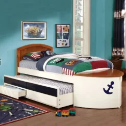 Twin Collindale Boat Design Kids' Bed With Trundle White/Oak - MiBasics -Child Furniture Store GUEST 8db67bee af28 468c bc7a df7e3fb01b90