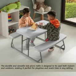 Foldable White Kids' Picnic Table Bench Outdoor Portable Children's Backyard Table, Crafting, Dining, And Playtime Patio Table -Child Furniture Store GUEST 8fb3b71a 1f57 4ee4 a5e4 4cdf6714d2da