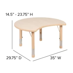 Emma And Oliver 25.125"W X 35.5"L Crescent Natural Plastic Adjustable Activity Table-Seats 4 -Child Furniture Store GUEST 908ddeeb 98e1 4d97 a4a3 0241e1b63ec4