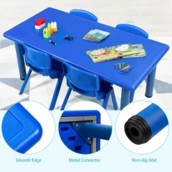 Costway Kids Plastic Rectangular Learn And Play Table Playroom Kindergarten Home Blue -Child Furniture Store GUEST 92809054 0dfa 4700 9d91 b51073a693ea