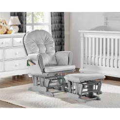 Suite Bebe Mason Glider And Ottoman - Gray Wood And Light Gray Fabric