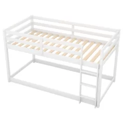 Twin Over Twin Floor Bunk Bed With Ladder - ModernLuxe -Child Furniture Store GUEST 9668d007 ecac 49ed a84e 97f1fba53784