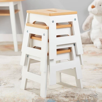 Melissa & Doug Wooden Stools - Set Of 4 - White/Natural 3 Melissa & Doug Wooden Stools - Set Of 4 - White/Natural