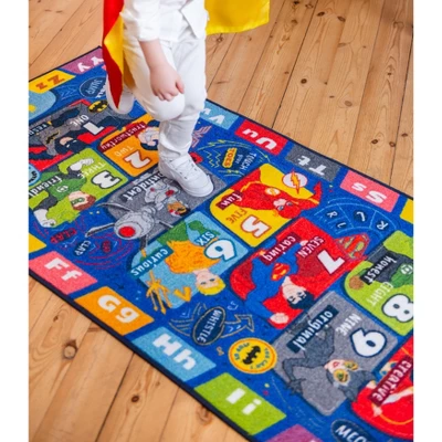 KC CUBS | Justice League Boys & Girls Kids Hopscotch Number Counting Educational Learning & Game Nursery Bedroom Classroom Rug Carpet, 2' 7" X 6' 0" 4 KC CUBS | Justice League Boys & Girls Kids Hopscotch Number Counting Educational Learning & Game Nursery Bedroom Classroom Rug Carpet, 2' 7" X 6' 0" - Image 2