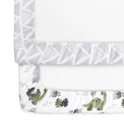 The Peanutshell Fitted Playard Sheets - Camo Dinosaur And Geometric Print - 2pk -Child Furniture Store GUEST 9a167cf3 0c0f 4f82 9290 05bab6dfaaa1