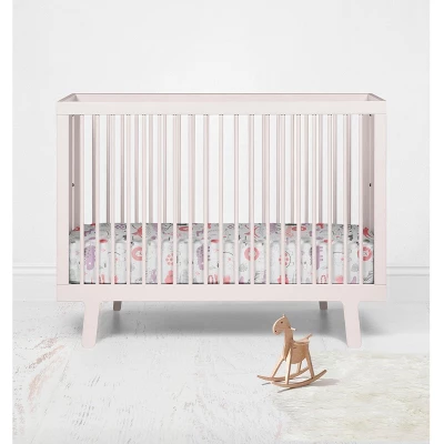 Bacati - Jungle Safari Print Lilac/Coral 100 Percent Cotton Muslin Universal Baby US Standard Crib Or Toddler Bed Fitted Sheet 5 Bacati - Jungle Safari Print Lilac/Coral 100 Percent Cotton Muslin Universal Baby US Standard Crib Or Toddler Bed Fitted Sheet - Image 3