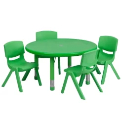 Flash Furniture 33" Round Plastic Height Adjustable Activity Table Set With 4 Chairs -Child Furniture Store GUEST 9ba7db33 e4cf 4585 b3a0 41aff703b2fd