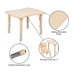 Flash Furniture 21.875"W X 26.625"L Rectangular Plastic Height Adjustable Activity Table Set With 2 Chairs -Child Furniture Store GUEST 9d0f062d e204 4e1c 9734 84249e0ff70e