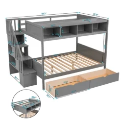 Twin Over Full Bunk Bed With Shelves, Storage Staircase And 2 Drawers - ModernLuxe 14 Twin Over Full Bunk Bed With Shelves, Storage Staircase And 2 Drawers - ModernLuxe -Child Furniture Store GUEST 9f3ae290 b514 4984 9b6a d24d123622eb