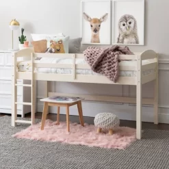 Twin Solid Pine Wood Low Loft Bed White - Saracina Home -Child Furniture Store GUEST 9f88cefa 1107 47f5 9d58 07ca6ee6ceaf