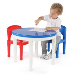 3pc Round Plastic Construction Table With 2 Chairs And Cover Blue/Red/White - Humble Crew -Child Furniture Store GUEST 9fd77dfd ec10 4b24 9ce1 1d7f287c2d13