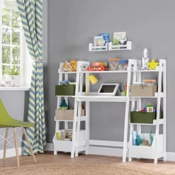 Kids' Desk With Ladder Shelf Storage And 2 Bonus Magnetic Art Display Bars White - RiverRidge Home -Child Furniture Store GUEST a18ea58d 2f31 4883 bf1a 7c63e2644974