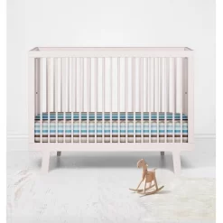 Bacati - Pin Stripes Printed Aqua Teal Beige Chocolate 100 Percent Cotton Universal Baby US Standard Crib Or Toddler Bed Fitted Sheet -Child Furniture Store GUEST a304b6ed 8b03 43f7 a526 9c590bf8f302
