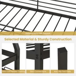 Costway Twin Over Full Metal Bunk Bed With Trundle Slats Support For Teens Adults Black 16 Costway Twin Over Full Metal Bunk Bed With Trundle Slats Support For Teens Adults Black -Child Furniture Store GUEST a31ca182 2865 4677 8993 92ca7d5e597a