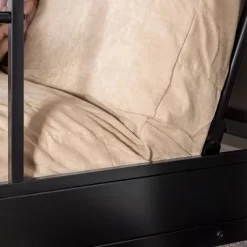 Twin Over Futon Analise Metal Bunk Bed Black - Saracina Home -Child Furniture Store GUEST aa2d1e2d b75c 4bdb 9c73 1846806f43c6