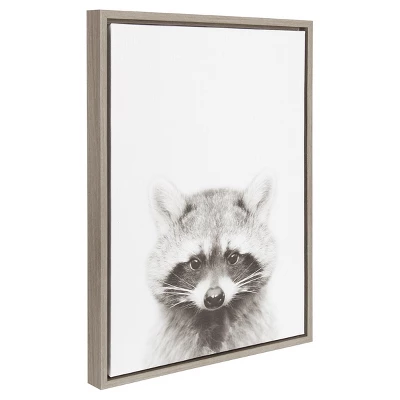 Raccoon Framed Canvas Art Gray (24"x18") - Uniek 3 Raccoon Framed Canvas Art Gray (24"x18") - Uniek