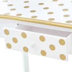 Fashion Polka Dot Gisele Play Vanity Set With Led Mirror White/Gold - Teamson Kids -Child Furniture Store GUEST ab0681c8 53fe 4186 a732 cfc0a27d59ac
