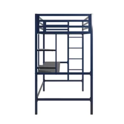 Twin Maxwell Metal Loft Bed With Desk & Shelves Blue/Black - Novogratz -Child Furniture Store GUEST ad68684f fd18 4423 a5a4 1e0d0881a576