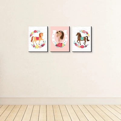 Big Dot Of Happiness Run Wild Horses - Floral Pony Nursery Wall Art And Kids Room Decor - 7.5 X 10 Inches - Set Of 3 Prints 4 Big Dot Of Happiness Run Wild Horses - Floral Pony Nursery Wall Art And Kids Room Decor - 7.5 X 10 Inches - Set Of 3 Prints - Image 2
