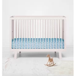 Bacati - Ikat Blue Zebra Muslin 100 Percent Cotton Muslin Universal Baby US Standard Crib Or Toddler Bed Fitted Sheet -Child Furniture Store GUEST ae13dcce 6a4e 4a85 b706 e02a9b614610