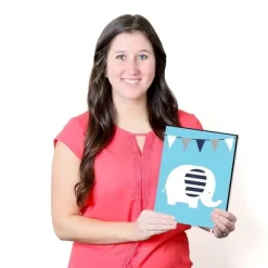 Big Dot Of Happiness Blue Elephant - Baby Boy Nursery Wall Art And Kids Room Decorations - Gift Ideas - 7.5 X 10 Inches - Set Of 3 Prints -Child Furniture Store GUEST ae46ad3b 69a3 446b a4de c2463f02b047