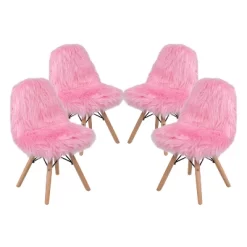 Emma And Oliver 4 Pack Kids Shaggy Dog Accent Chair - Desk Chair - Playroom Chair -Child Furniture Store GUEST af21f3e3 3d7b 4811 9836 c4f76da8cfc3