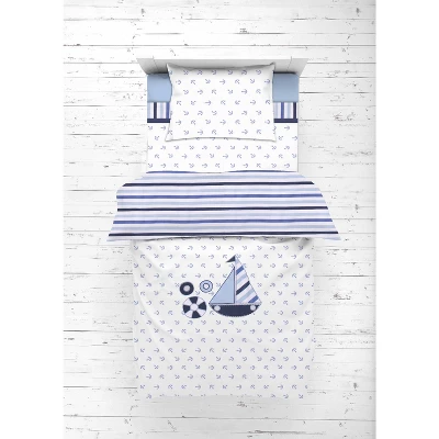 Bacati - Little Sailor Anchor Boat Blue Navy 4 Pc Toddler Bedding Set 6 Bacati - Little Sailor Anchor Boat Blue Navy 4 Pc Toddler Bedding Set - Image 4