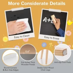 Costway Kids House-Shaped Table & Chair Set Wooden Toy Organizer Cabinet With Blackboard Grey/White -Child Furniture Store GUEST b6e8509a 75d5 49bb a558 6cca0a0e6fae