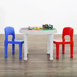 3pc Round Plastic Construction Table With 2 Chairs And Cover Blue/Red/White - Humble Crew -Child Furniture Store GUEST b8534c44 8e25 4cfd 9b59 1ae110f1e84b