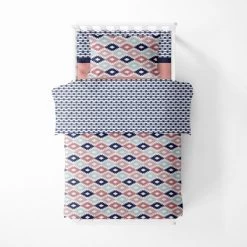 Bacati - Aztec Print Emma Coral Mint Navy 4 Pc Toddler Bedding Set -Child Furniture Store GUEST b9b8e0e7 dcdf 4656 a294 c18ace80cfe1